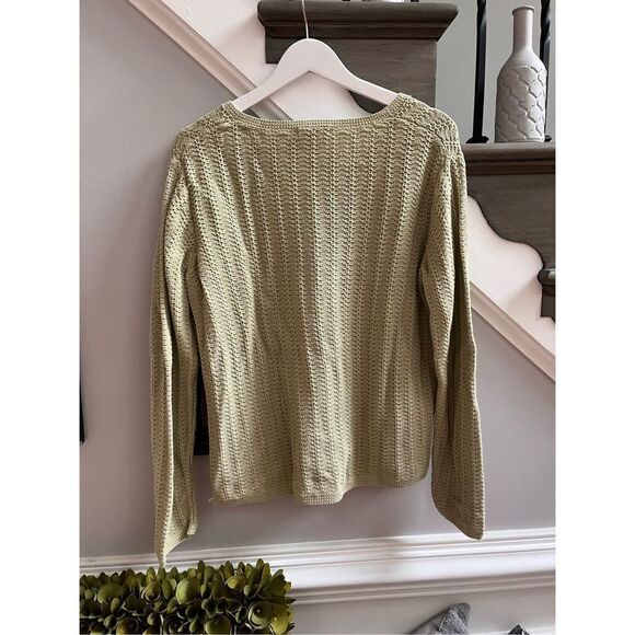 Eddie Bauer Green V-Neck Cotton Sweater sz L - Picture 6 of 6